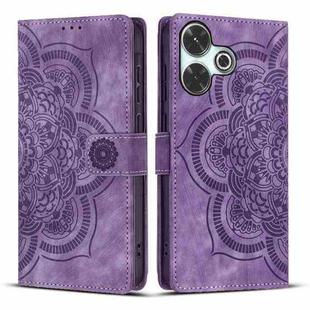 For Redmi 13 4G / 5G Global Mandala Embossed Retro Frosted Leather Phone Case(Purple)
