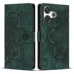 For Redmi 13 4G / 5G Global Mandala Embossed Retro Frosted Leather Phone Case(Green)