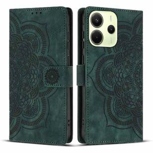 For Redmi Note 14 4G 164.84mm Mandala Embossed Retro Frosted Leather Phone Case(Green)