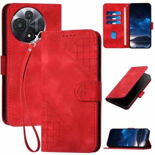 For TCL 60R 5G Grid Butterfly Embossed Pattern Flip Leather Phone Case with Lanyard(Red)