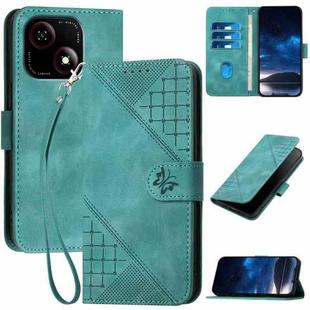 For ZTE Blade A35e 4G Grid Butterfly Embossed Pattern Flip Leather Phone Case with Lanyard(Light Blue)