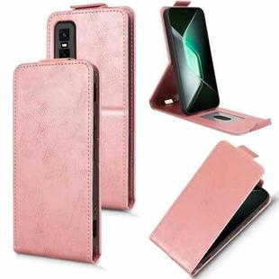 For Infinix GT 30 Pro Magnetic Vertical Flip Leather Phone Case with Buckle(Rose Gold)