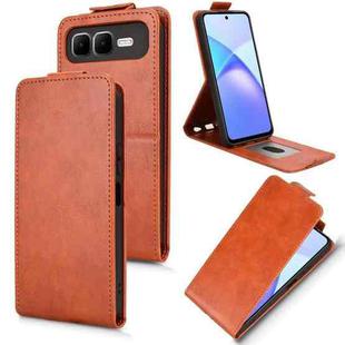 For Infinix Smart 10 Plus 4G Magnetic Vertical Flip Leather Phone Case with Buckle(Brown)