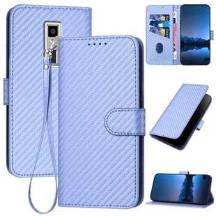 For Kyocera Urbano V04 KYV45 YX0070 Carbon Fiber Buckle Leather Phone Case with Lanyard(Light Purple)