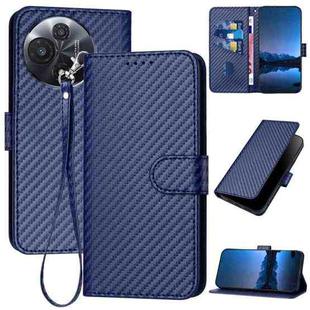 For TCL 60R 5G YX0070 Carbon Fiber Buckle Leather Phone Case with Lanyard(Royal Blue)