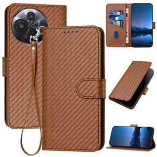 For TCL 60R 5G YX0070 Carbon Fiber Buckle Leather Phone Case with Lanyard(Coffee)