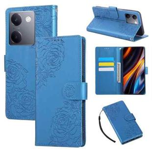 For vivo Y200 Pro 5G Rose Flower Embossed 3-Card Slots Leather Phone Case(Blue)