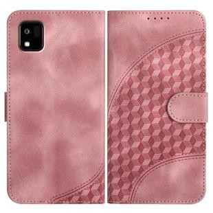 For Kyocera Kantan Sumaho3 A205KC YX0060 Elephant Head Embossed Phone Leather Case with Lanyard(Pink)