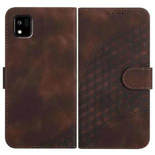 For Kyocera Kantan Sumaho3 A205KC YX0060 Elephant Head Embossed Phone Leather Case with Lanyard(Coffee)