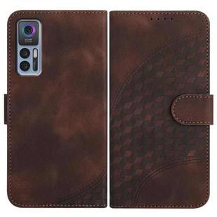 For TCL 30 5G / 30+ YX0060 Elephant Head Embossed Phone Leather Case with Lanyard(Coffee)
