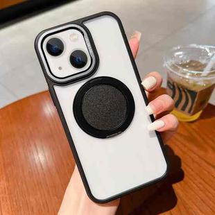 For iPhone 15 Transparent MagSafe Magnetic Holder Phone Case(Black)