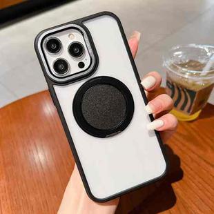 For iPhone 13 Pro Max Transparent MagSafe Magnetic Holder Phone Case(Black)
