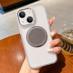 For iPhone 13 Transparent MagSafe Magnetic Holder Phone Case(White)