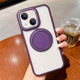 For iPhone 13 Transparent MagSafe Magnetic Holder Phone Case(Purple)