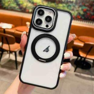 For iPhone 16 Pro Transparent MagSafe Ring Holder Phone Case(Black)