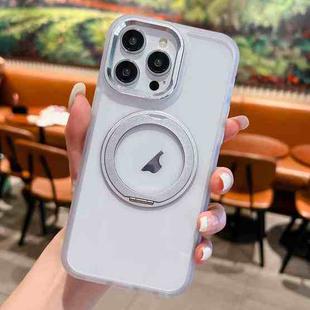 For iPhone 16 Pro Transparent MagSafe Ring Holder Phone Case(White)