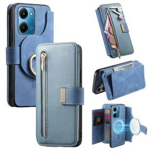 For Honor Play7T 5G Ring Zipper Wallet RFID Blocking MagSafe Leather Phone Case(Blue)