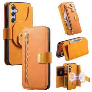 For Samsung Galaxy A54 5G Ring Zipper Wallet RFID Blocking MagSafe Leather Phone Case(Orange)