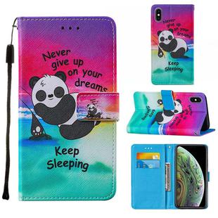 For iPhone X / XS Cross Texture Painting Pattern Horizontal Flip Leather Case with Holder & Card Slots & Wallet & Lanyard(Sleeping Baby)
