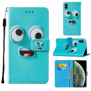 For iPhone X / XS Cross Texture Painting Pattern Horizontal Flip Leather Case with Holder & Card Slots & Wallet & Lanyard(Big Eyed)