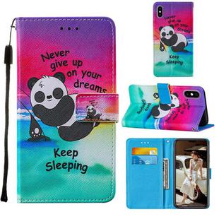 For iPhone XS Max Cross Texture Painting Pattern Horizontal Flip Leather Case with Holder & Card Slots & Wallet & Lanyard(Sleeping Baby)