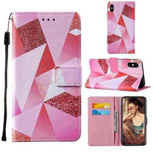 For iPhone XS Max Cross Texture Painting Pattern Horizontal Flip Leather Case with Holder & Card Slots & Wallet & Lanyard(Pink Diamond)