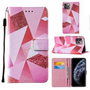 For iPhone 11 Pro Cross Texture Painting Pattern Horizontal Flip Leather Case with Holder & Card Slots & Wallet & Lanyard(Pink Diamond)