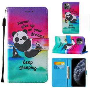 For iPhone 11 Pro Max Cross Texture Painting Pattern Horizontal Flip Leather Case with Holder & Card Slots & Wallet & Lanyard(Sleeping Baby)