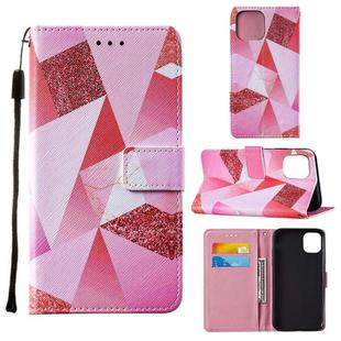 For iPhone 12 mini Cross Texture Painting Pattern Horizontal Flip Leather Case with Holder & Card Slots & Wallet & Lanyard(Pink Diamond)