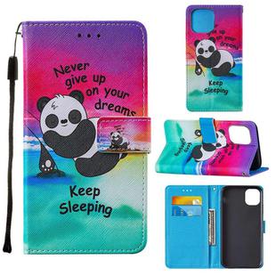 For iPhone 12 / 12 Pro Cross Texture Painting Pattern Horizontal Flip Leather Case with Holder & Card Slots & Wallet & Lanyard(Sleeping Baby)