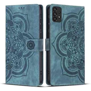 For Samsung Galaxy A53 5G Mandala Embossed Retro Frosted Leather Phone Case(Blue)