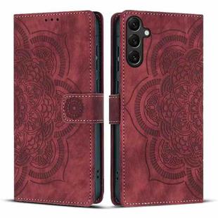 For Samsung Galaxy S25+ 5G Mandala Embossed Retro Frosted Leather Phone Case(Red)