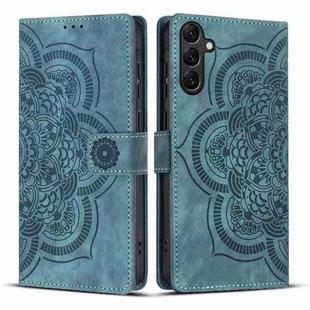 For Samsung Galaxy S25+ 5G Mandala Embossed Retro Frosted Leather Phone Case(Blue)