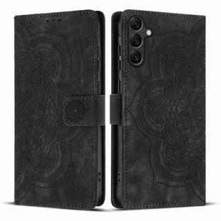 For Samsung Galaxy S25+ 5G Mandala Embossed Retro Frosted Leather Phone Case(Black)