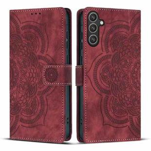 For Samsung Galaxy S24+ 5G Mandala Embossed Retro Frosted Leather Phone Case(Red)