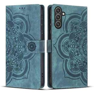 For Samsung Galaxy S24+ 5G Mandala Embossed Retro Frosted Leather Phone Case(Blue)