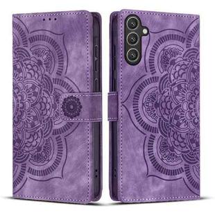 For Samsung Galaxy S24 FE 5G Mandala Embossed Retro Frosted Leather Phone Case(Purple)