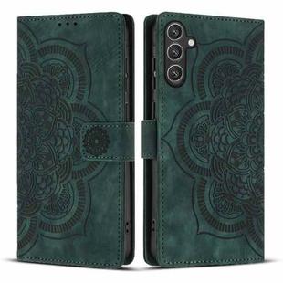 For Samsung Galaxy S24 FE 5G Mandala Embossed Retro Frosted Leather Phone Case(Green)