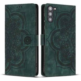 For Samsung Galaxy S23+ 5G Mandala Embossed Retro Frosted Leather Phone Case(Green)