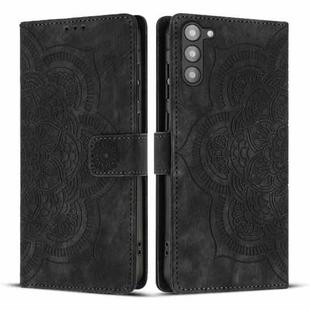 For Samsung Galaxy S23 5G Mandala Embossed Retro Frosted Leather Phone Case(Black)