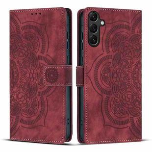 For Samsung Galaxy S23 FE 5G Mandala Embossed Retro Frosted Leather Phone Case(Red)