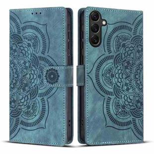 For Samsung Galaxy S23 FE 5G Mandala Embossed Retro Frosted Leather Phone Case(Blue)
