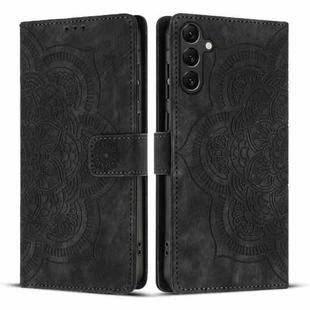 For Samsung Galaxy S23 FE 5G Mandala Embossed Retro Frosted Leather Phone Case(Black)