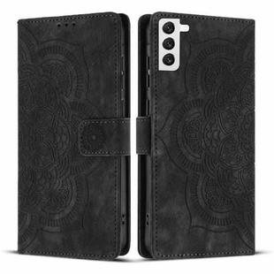 For Samsung Galaxy S22+ 5G Mandala Embossed Retro Frosted Leather Phone Case(Black)