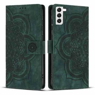 For Samsung Galaxy S21 5G Mandala Embossed Retro Frosted Leather Phone Case(Green)