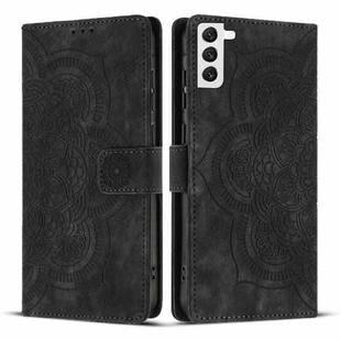 For Samsung Galaxy S21 5G Mandala Embossed Retro Frosted Leather Phone Case(Black)
