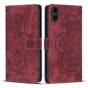 For Samsung Galaxy S25 FE 5G Mandala Embossed Retro Frosted Leather Phone Case(Red)
