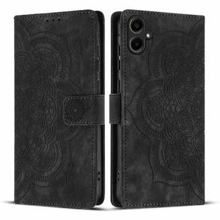 For Samsung Galaxy S25 FE 5G Mandala Embossed Retro Frosted Leather Phone Case(Black)