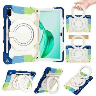 For Honor Pad X9 / X8a Armor Portable Rotating Ring Holder Silicone Tablet Case(Colorful Blue)