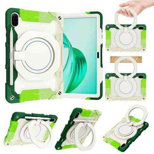 For Honor Pad X9 / X8a Armor Portable Rotating Ring Holder Silicone Tablet Case(Colorful Green)